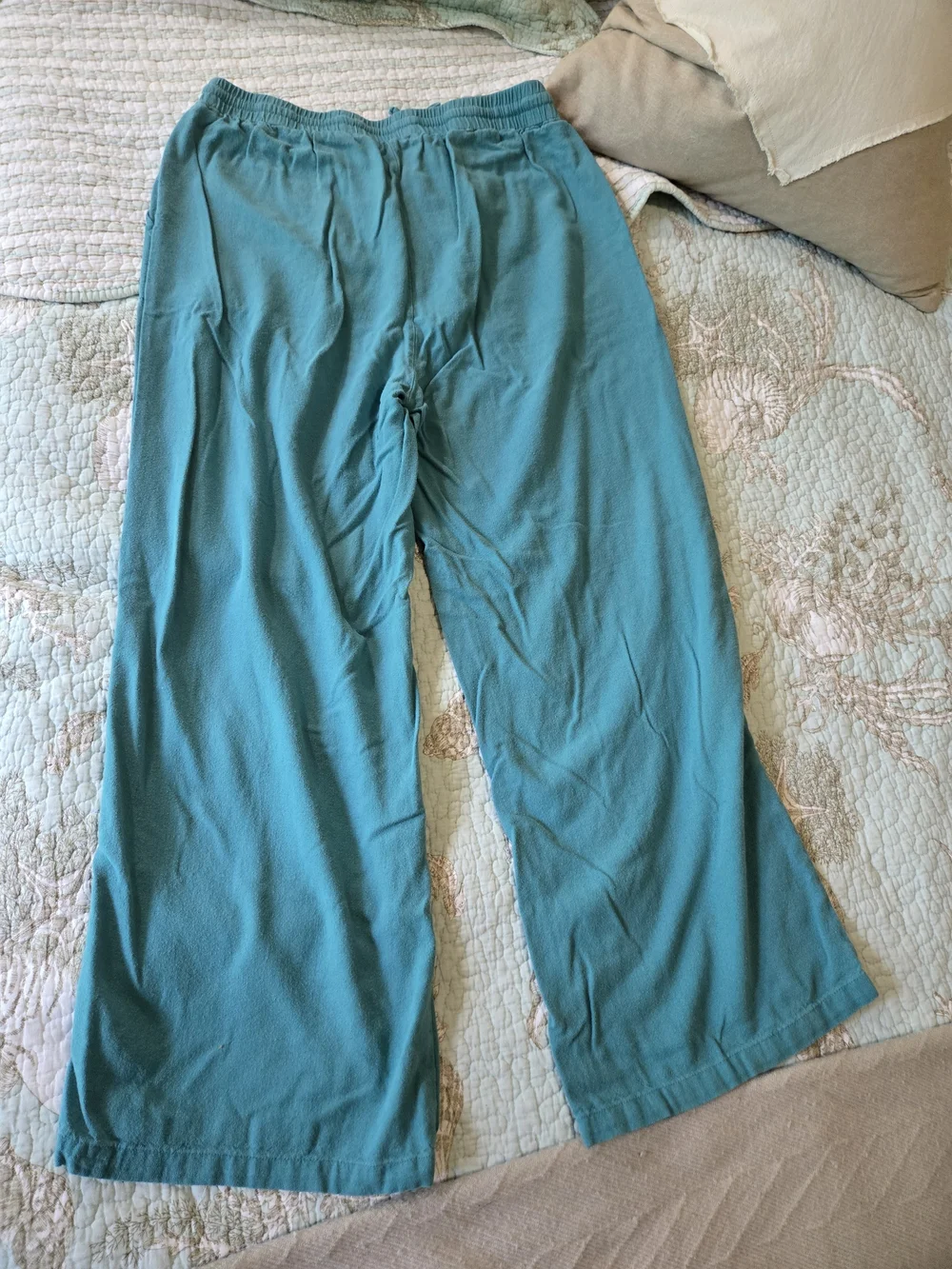 3 For $15 Cotton Linen Blend Teal Short/ Ankle Pants M - Picture 1 of 9